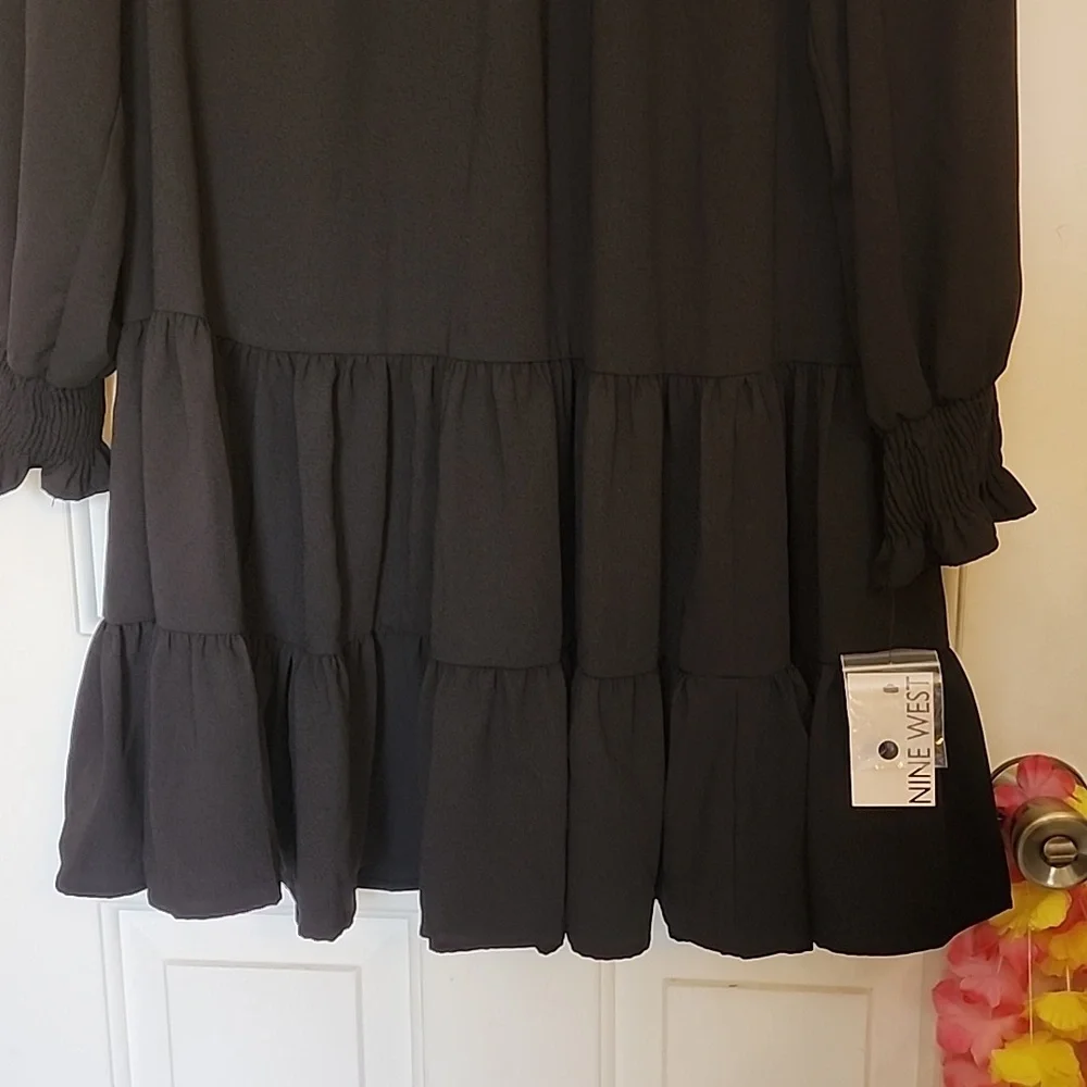 Nine West Black Long Sleeve Swing Dress - Picture 4 of 12